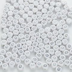 BD00100-02-silver-letter-white-opaque-coin-alphabet-beads-single-q-4×7mm