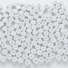 BD00105-02-silver-letter-white-opaque-coin-alphabet-beads-single-v-4×7mm