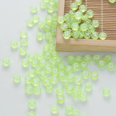 BW-00062-BD-05-white-letter-tea-green-transparent-coin-alphabet-beads-mix-4×7mm