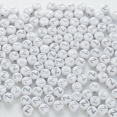 BW-00109-BD-02-silver-letter-white-opaque-coin-alphabet-beads-single-z-4×7mm
