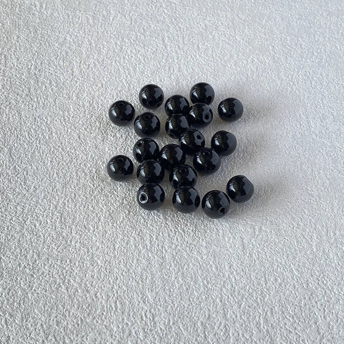 10mm Black Round Glass Beads (50 Beads)