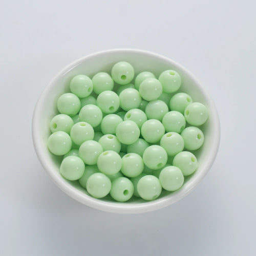 10mm Light Green Round Plastic Craft Beads (200 Beads)