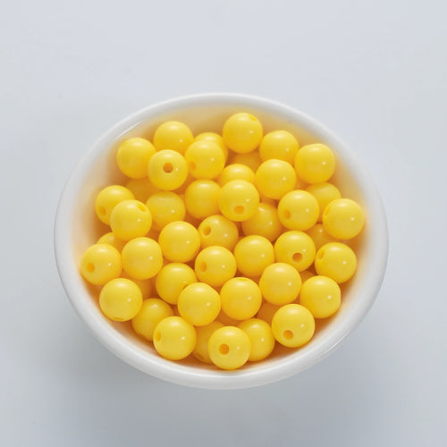 10mm Yellow Round Plastic Craft Beads (200 Beads)