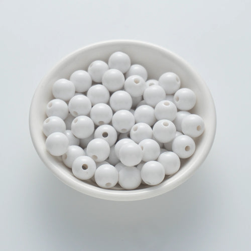 10mm White Round Plastic Craft Beads (200 Beads)