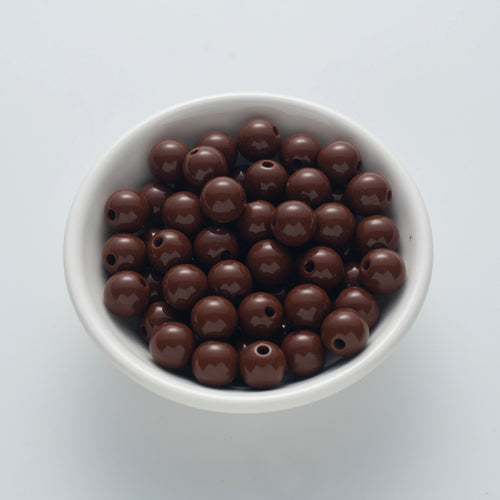 10mm Coffee Brown Round Plastic Craft Beads (200 Beads)