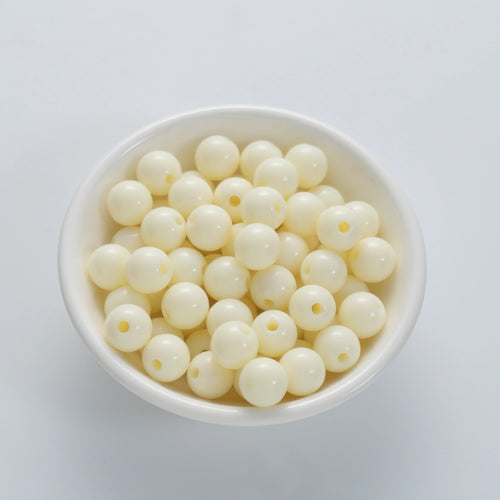 10mm Beige Yellow Round Plastic Craft Beads (200 Beads)