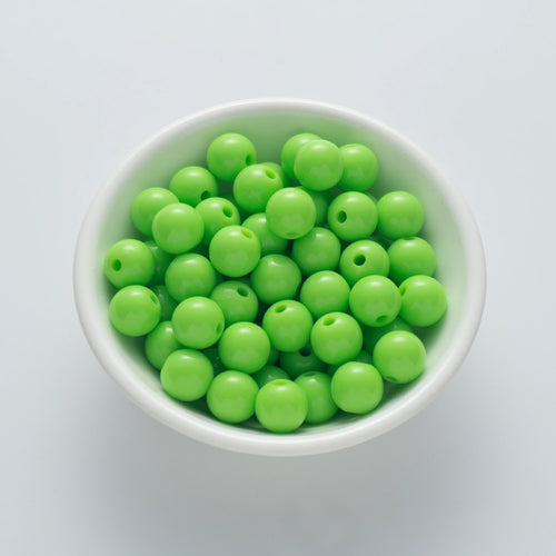 10mm Lime Green Round Plastic Craft Beads (200 Beads)