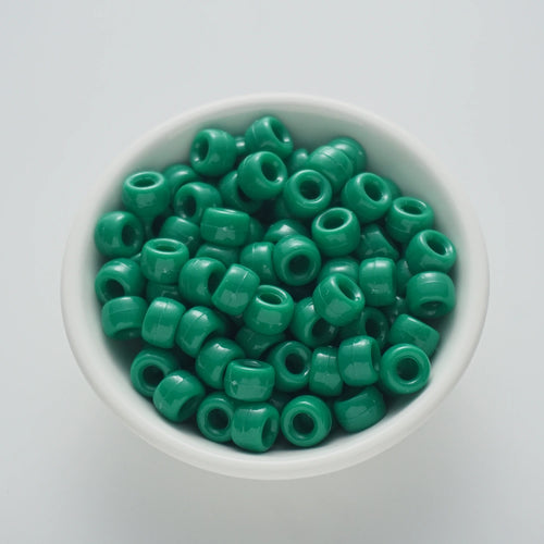 6×9mm Dark Green Barrel Opaque Pony Beads (500 Beads)