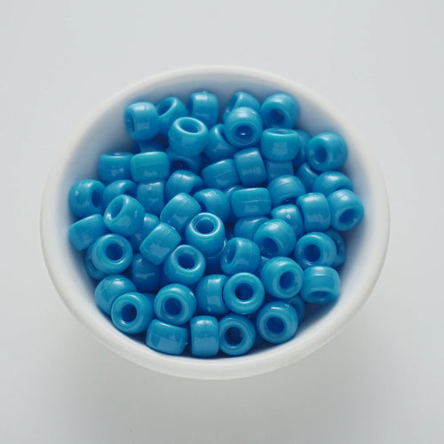 6×9mm Lake Blue Barrel Opaque Pony Beads (500 Beads)