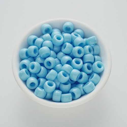 6×9mm Sky Blue Barrel Opaque Pony Beads (500 Beads)