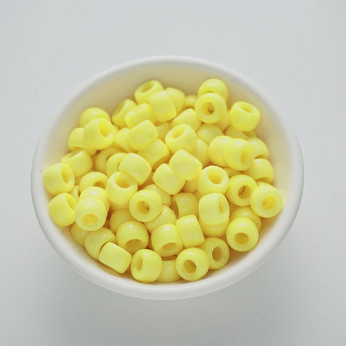 6×9mm Corn Yellow Barrel Opaque Pony Beads (500 Beads)