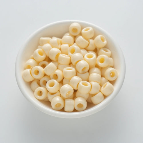 6×9mm Cream Yellow Barrel Opaque Pony Beads (500 Beads)