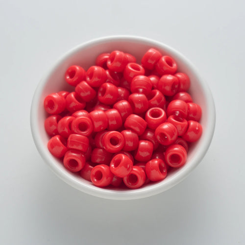 6×9mm Hot Red Barrel Opaque Pony Beads (500 Beads)