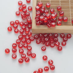 BW-00057-BD-05-white-letter-dark-red-transparent-coin-alphabet-beads-mix-4×7mm