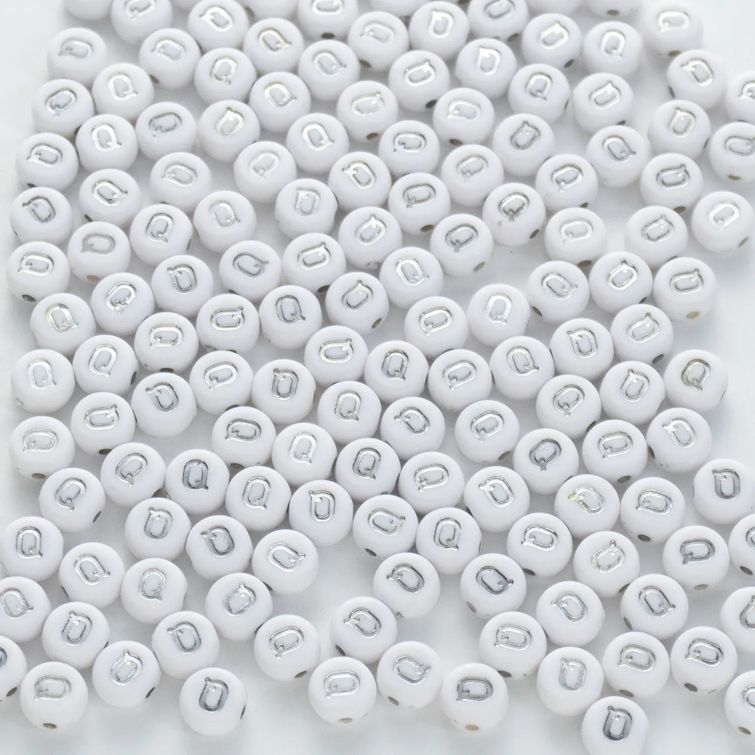 BW-00100-BD-02-silver-letter-white-opaque-coin-alphabet-beads-single-q-4×7mm