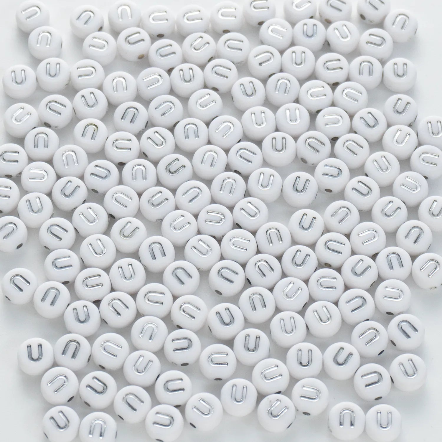 BW-00104-BD-02-silver-letter-white-opaque-coin-alphabet-beads-single-u-4×7mm