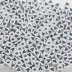 BW-00112-BD-02-black-letter-white-opaque-cube-alphabet-beads-single-a-7mm